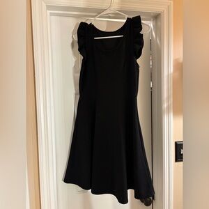 Black Sleeveless Dress with Ruffle Details